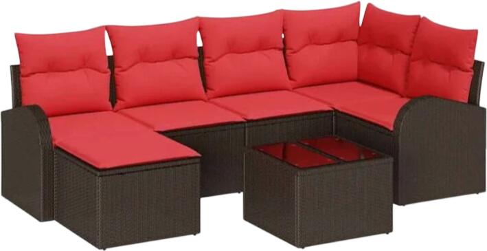 vidaXL Gartensofa-Set mit Kissen Polyrattan 7-tlg. (3346124)