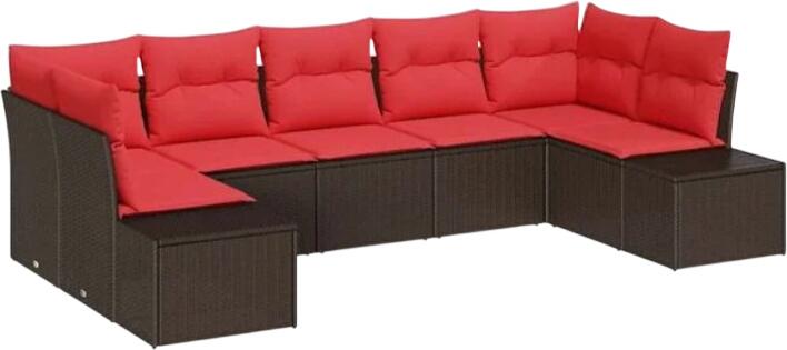 vidaXL Gartenlounge-Set mit Kissen Polyrattan 7-tlg. (3347214)