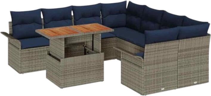 vidaXL Gartensofa-Set mit Speicher Polyrattan 9-tlg. (3358054)