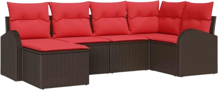 vidaXL Gartensofa-Set mit Kissen Polyrattan 6-tlg. (3346114)
