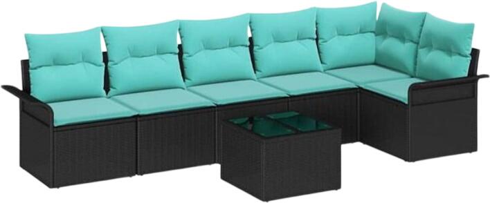 vidaXL Gartensofa-Set mit Kissen Polyrattan 7-tlg. (3354065)