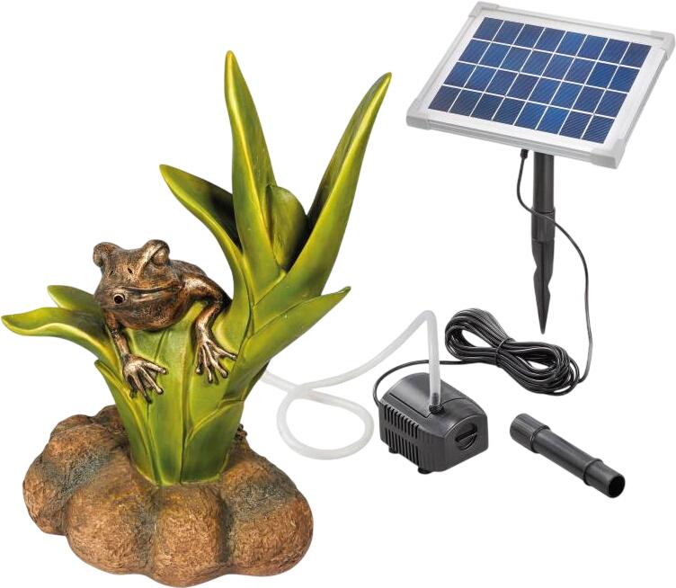 Esotec Solar Wasserspeier-Set Frosch sitzend auf Blättern (101661)