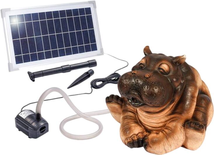 Esotec Solar Wasserspeier-Set sitzendes Flusspferd Hippo (101660)