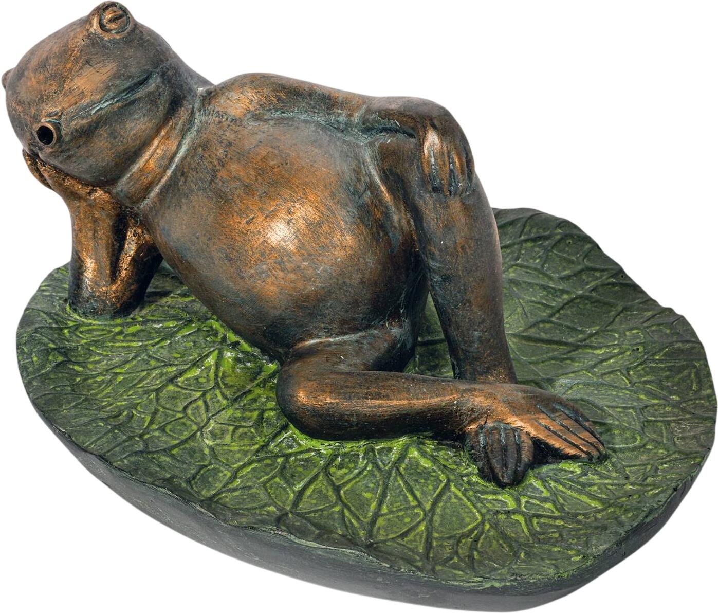 Esotec Wasserspeier-Figur Frosch seitlich liegend auf Seerose (100744)