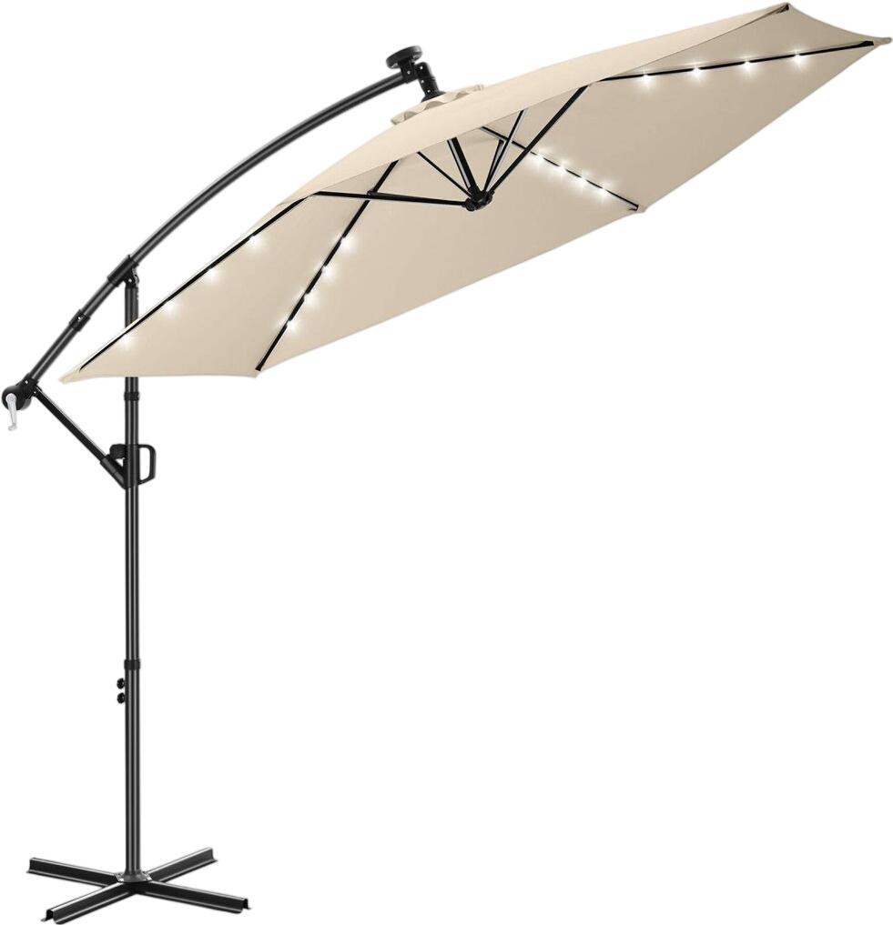 tectake Ampelschirm Artemis 300 cm mit LED Solar-Beleuchtung