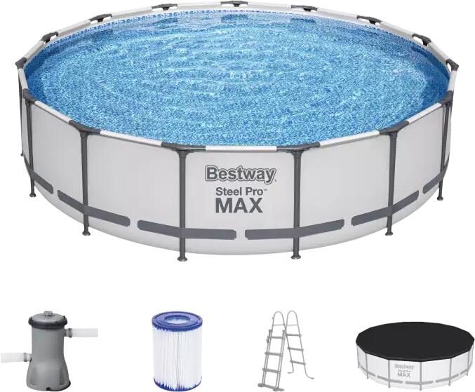 Bestway Steel Pro MAX Frame Pool Komplett-Set mit Filterpumpe Ø 457 x 107 cm (56488_21)