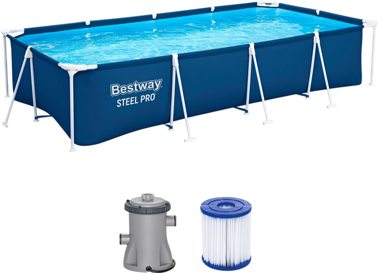 Bestway Steel Pro Frame Pool Set mit Filterpumpe 400 x 211 x 81 cm (56424_26)
