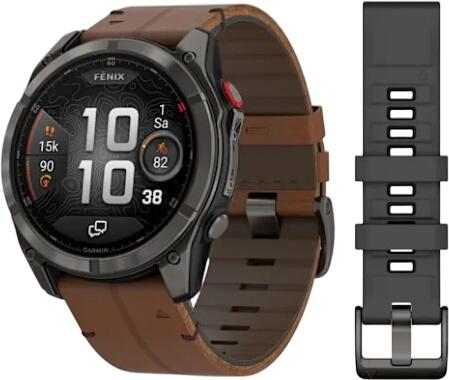 Garmin Fenix 8 Pro AMOLED Sapphire 51 mm DLC-Titan Leder-Armband