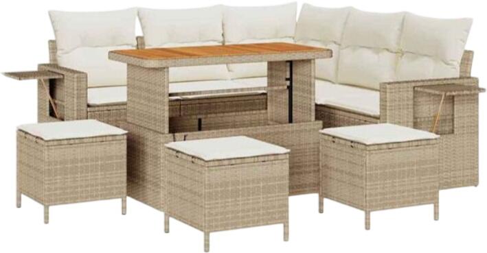 vidaXL Gartensofa-Set Polyrattan 9-tlg. (3361751)