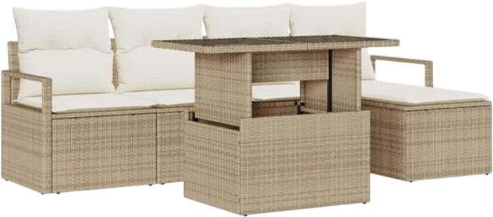 vidaXL Gartensofa-Set Polyrattan 6-tlg. (3348807)