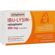 Ratiopharm IBU-LYSIN-ratiopharm 400 mg Filmtabletten 50 Stück (N3) Ratiopharm IBU-LYSIN-ratiopharm 400 mg Filmtabletten 50 Stück (N3)
