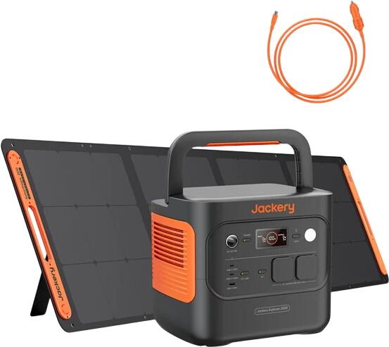 Jackery Explorer 2000 v2 mit Solarpanel 200W + Kfz-Ladekabel