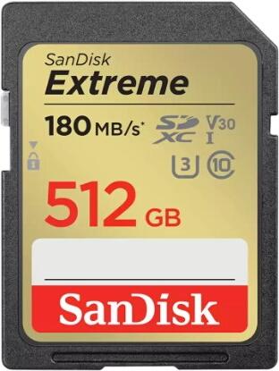 SanDisk Extreme R180/W130 UHS-I U3 Class 10 512GB (SDSDXVV-512G)