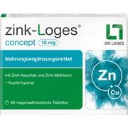 Dr. Loges zink-Loges concept 15 mg magensaftresistente Tabletten 90 Stück