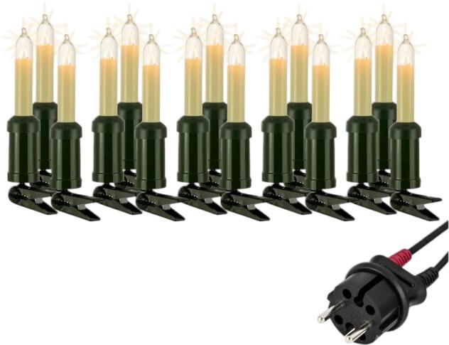 Hellum Schaftkerzenkette 15 klare Lampen für außen 14,2 m (845006)