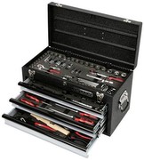 KS TOOLS WERKZEUGSORTIMENT "CHROMEplus" 99-tlg 3/8" + 1/4" in Werkzeugkiste (3 Schubl.)