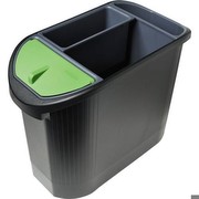 Multiform Papierkorb TopLine, 26 Ltr., 3 Öko-Nasseinsätze, schw./anthraz.,42614D