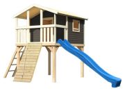 Akubi Stelzenhaus Benjamin mit Rutsche und Holzrampe Akubi Stelzenhaus Benjamin mit Rutsche und Holzrampe