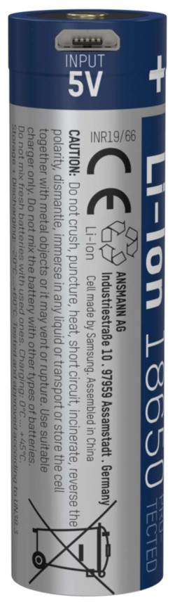 Ansmann Li-Ion Akku 18650 2600 mAh mit Micro-USB Ladebuchse (1307-0002) Ansmann Li-Ion Akku 18650 2600 mAh mit Micro-USB Ladebuchse (1307-0002)