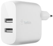 Belkin USB-A-Netzladegerät mit zwei Anschlüssen 24 W (WCB002vfWH) Belkin USB-A-Netzladegerät mit zwei Anschlüssen 24 W (WCB002vfWH)