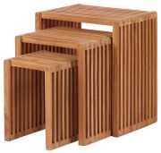 bene living Teak Beistelltische 3er Set