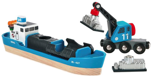Brio Containerschiff mit Kranwagen