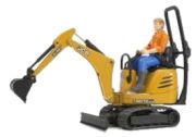 Bruder JCB Mikrobagger 8010 CTS und Bauarbeiter