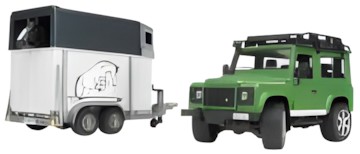 Bruder Land Rover Defender mit Pferdeanhänger