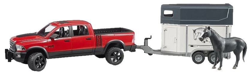 Bruder RAM 2500 Power Wagon mit Pferdeanhänger und Pferd