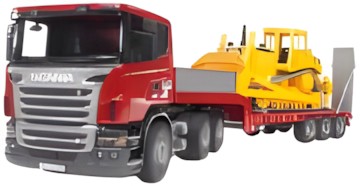 Bruder Scania R-Serie LKW mit Tieflader Bruder Scania R-Serie LKW mit Tieflader