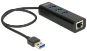 Delock USB 3.0 Hub 3 Port + 1 Port Gigabit LAN (62653)