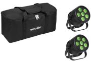 Eurolite Set 2x LED Silent Par 6 QCL Floor sw + Soft-Bag