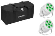 Eurolite Set 2x LED Silent Par 6 QCL Floor ws + Soft-Bag