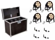 Eurolite Set 4x LED 7C-7 Silent Slim Spot + USB QuickDMX + Case