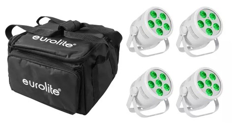 Eurolite Set 4x LED Silent Par 6 QCL Floor ws + Soft-Bag