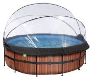 Exit Wood Pool mit Sandfilterpumpe, Abdeckung und Wärmepumpe ø427 x 122 cm