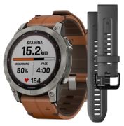 Garmin Fenix 7 Sapphire Solar + Lederarmband Garmin Fenix 7 Sapphire Solar + Lederarmband