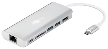Goobay USB-C Multiport-Adapter HDMI USB CR RJ45 PD Alu (76788)