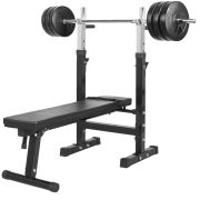 Gorilla Sports Hantelbank mit Langhantelset 38 kg