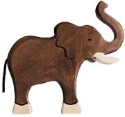 Holztiger Elefant Rüssel hoch