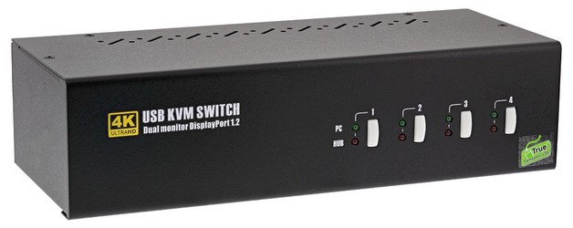 Inline KVM Desktop Switch 4 Port Dual Monitor DisplayPort 1.2 4K USB 2.0 Audio (63644I) Inline KVM Desktop Switch 4 Port Dual Monitor DisplayPort 1.2 4K USB 2.0 Audio (63644I)