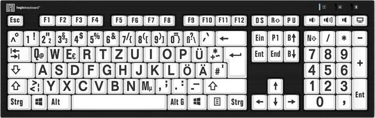 Logickeyboard LargePrint Black on White PC Nero SlimLine dt. (LKB-LPBW-BJPU-DE) Logickeyboard LargePrint Black on White PC Nero SlimLine dt. (LKB-LPBW-BJPU-DE)