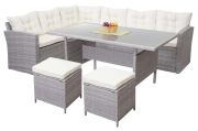 Mendler HWC-A29 Lounge-Esstisch-Set + 2x Hocker Mendler HWC-A29 Lounge-Esstisch-Set + 2x Hocker
