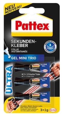 Pattex Sekundenkleber Mini Trio flüssig 3 x 1 g Pattex Sekundenkleber Mini Trio flüssig 3 x 1 g
