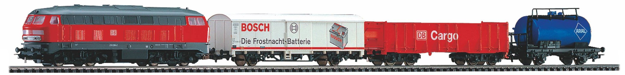 Piko Start-Set mit Bettung BR 218 DB Cargo mit 3 Güterwagen (57154)