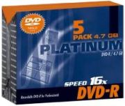 Platinum DVD-R 4,7GB 16x 5er Jewelcase Platinum DVD-R 4,7GB 16x 5er Jewelcase