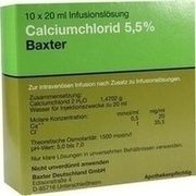 Baxter CALCIUMCHLORID LÖSUNG 5,5% AMP., 10 x 20 ml