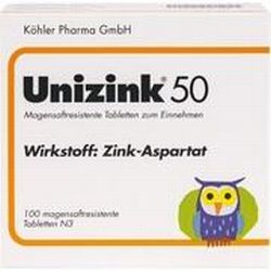 Köhler Pharma Unizink 50, 100 St magensaftresistente Tabletten