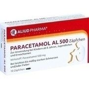 ALIUD Pharma PARACETAMOL AL 500, 10 Zäpf. (N1) 500 mg