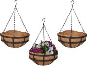 Relaxdays Blumenampel 3er Set mit Kokoseinlage (10041693)